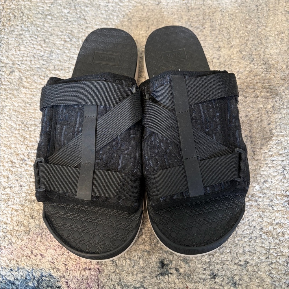 Dior Black Criss-Cross Slide Sandals